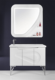 Водолей Тумба с раковиной "Арнелла Капля 100" белая, дверцы – фотография-3